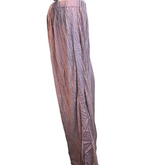 Ladies Size 8 Pleated Texture Mauve Plisses Flowy Wide Leg Pull On Pants Atlein - Picture 4 of 6